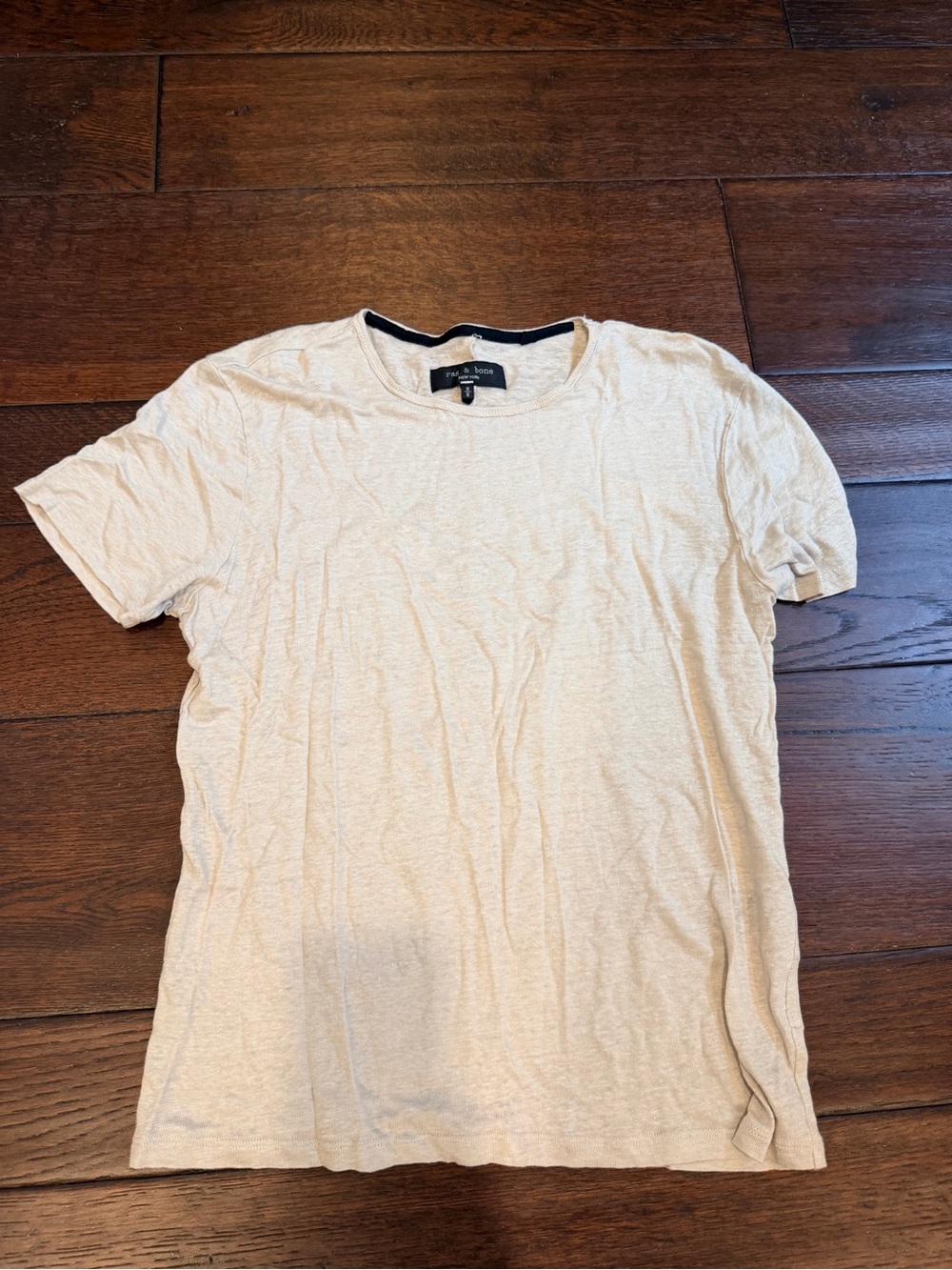 rag & bone Men's Cream Short Sleeve Crew Neck Tee